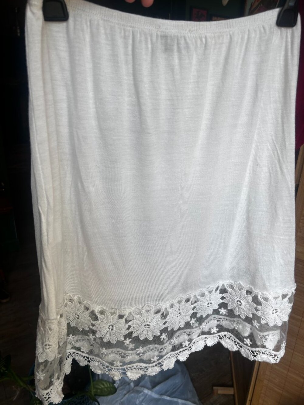 coquette Lace trim half slip white womens small